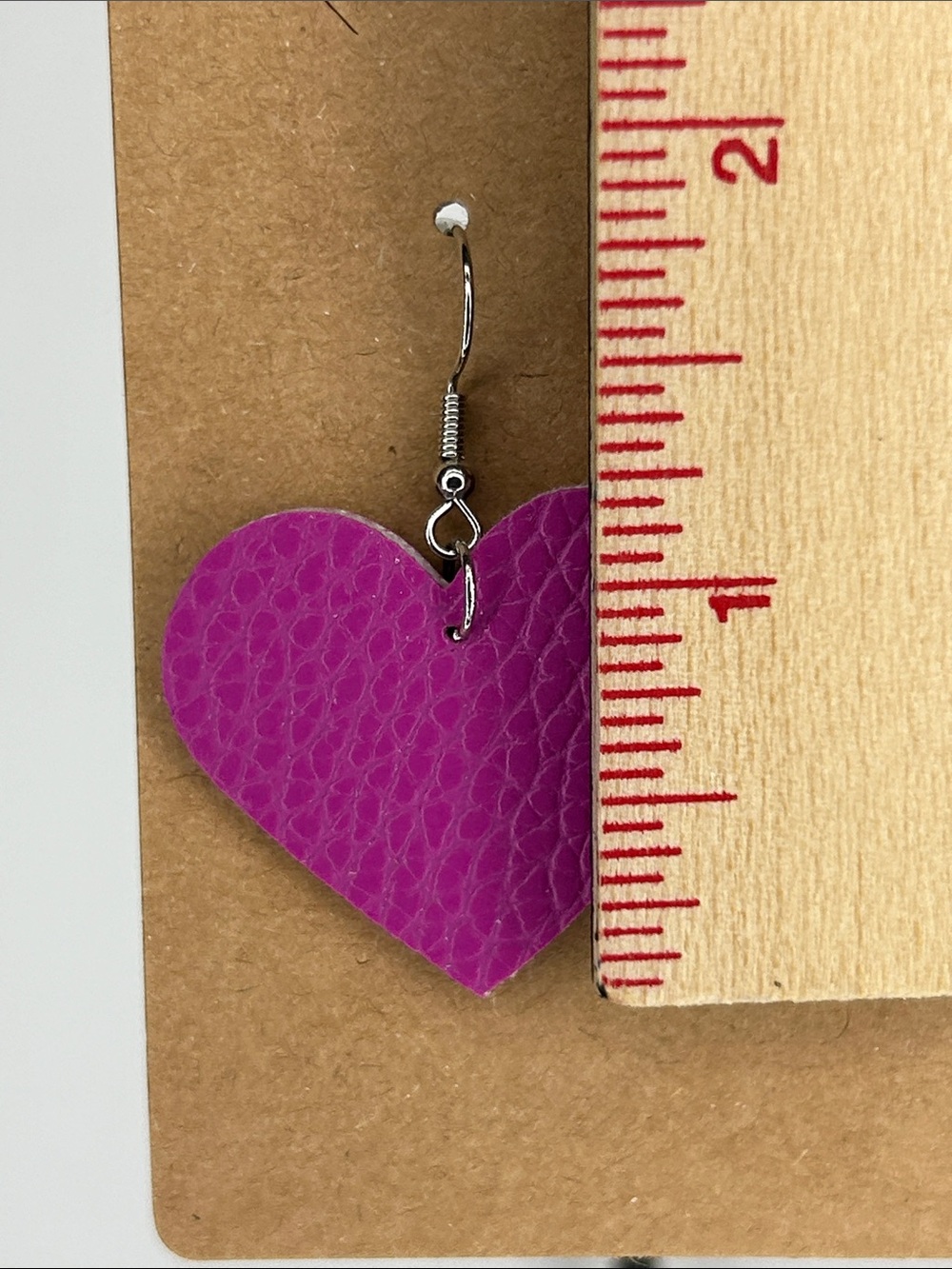 Faux Leather Dangle Earrings Heart Shape Fashion Jewelry - Picture 2 of 5